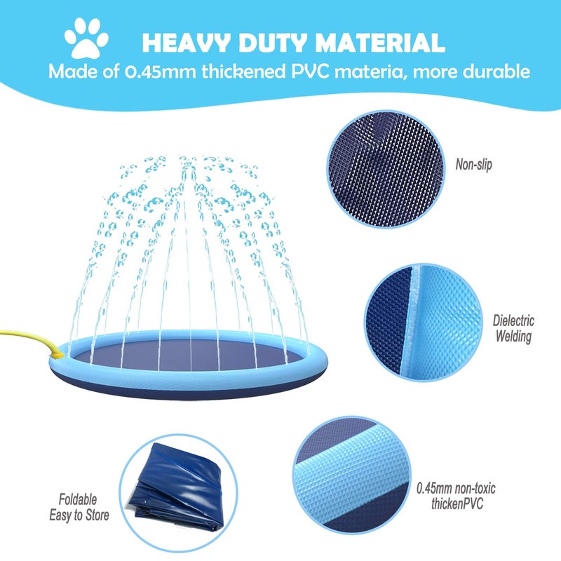 Flyboo Splash Sprinkler Pad for Dogs Kids,59â€™â€™ Thicken Dog Pool with Sprinkler,Pet Outdoor Play Water Mat Toys for Dogs Cats and Kiddie - Image 3